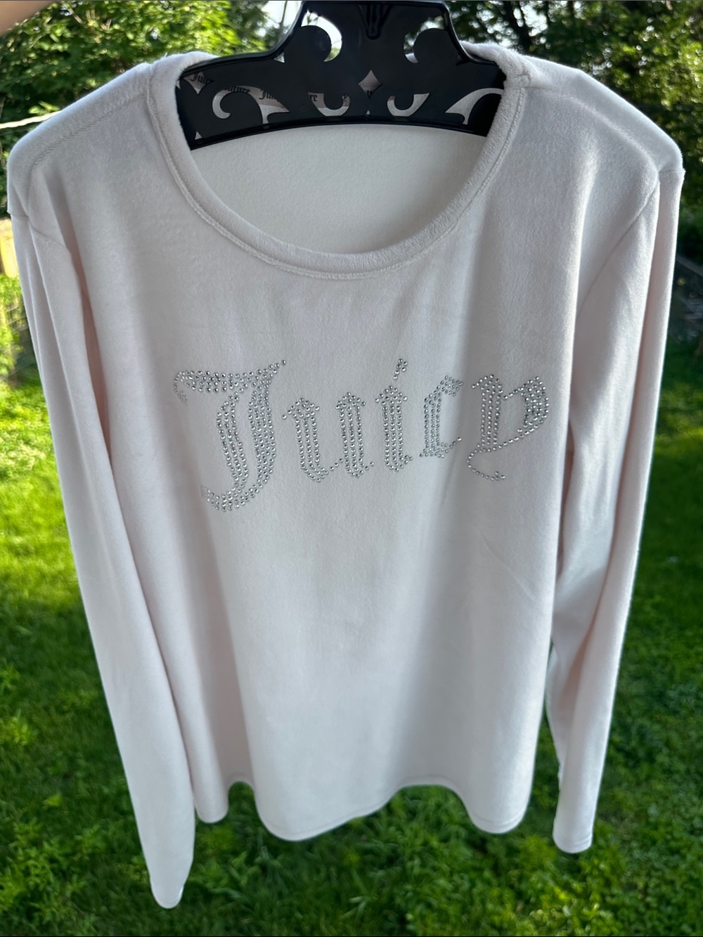 Juicy Couture Pale Pink Rhinestone Logo Long Sleeve Top